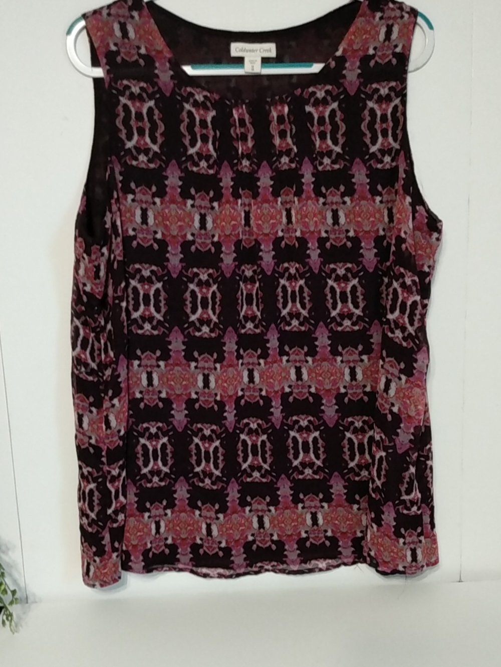 Coldwater Creek Women's Black & Pink Patterned Sleeveless Top. 1X-18